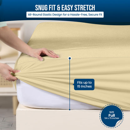 Utopia Bedding Waterproof Mattress Protector Full Size, Premium Terry Mattress Cover 200 GSM, Breathable, Fitted Style with Stretchable Pockets (Beige)