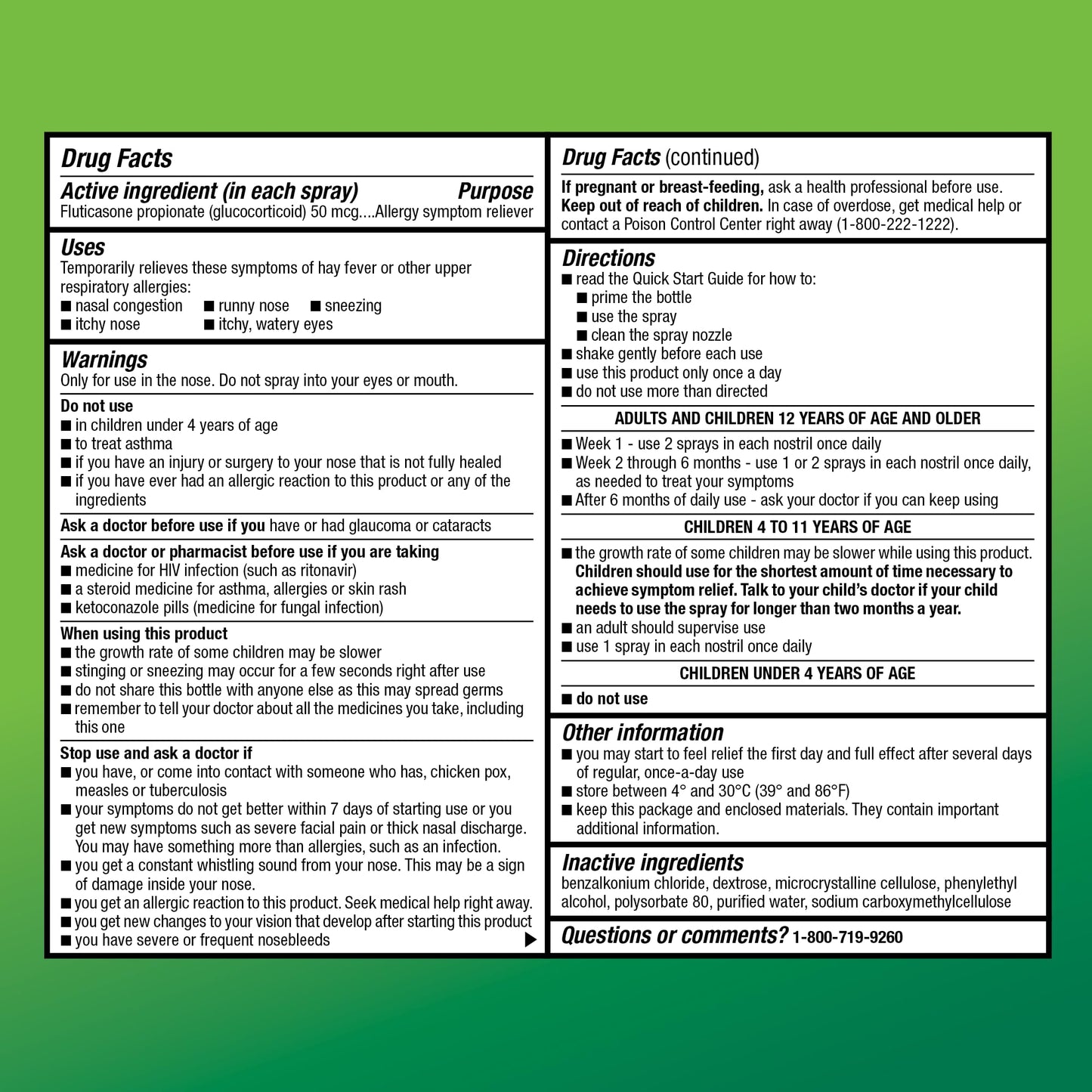 Amazon Basic Care 24-Hour Allergy Relief Nasal Spray, Fluticasone Propionate (Glucocorticoid), 50 mcg, Full Prescription Strength, Non-Drowsy, 0.62 fl oz (Pack of 1)