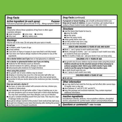 Amazon Basic Care 24-Hour Allergy Relief Nasal Spray, Fluticasone Propionate (Glucocorticoid), 50 mcg, Full Prescription Strength, Non-Drowsy, 0.62 fl oz (Pack of 1)