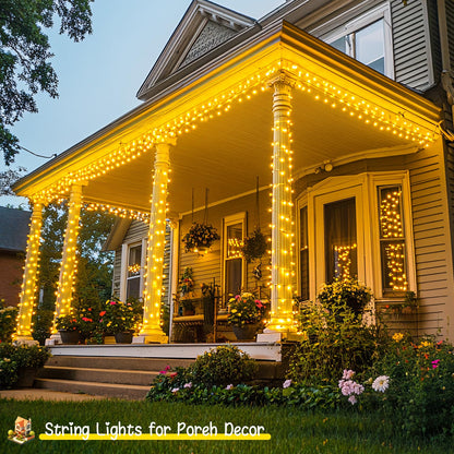 JMEXSUSS 168FT 600 LED String Lights Outdoor Indoor Christmas String Lights Plug in Warm White Tree Lights for Outside Bedroom Wedding Party Holiday Classroom Decorations