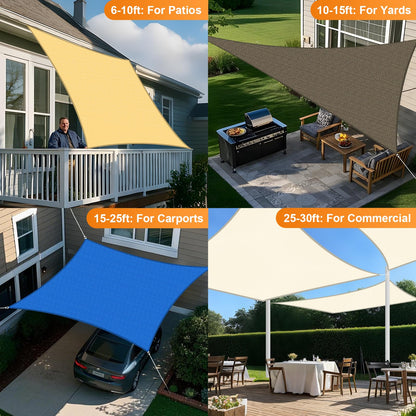 Artpuch Sun Shade Sail, 10'x10' Light Grey Rectangle, Curved Edged Commercial Grade 185GSM Permeable Outdoor Shade Cloth for Deck, Backyard, Patio (Custom Sizes Made)
