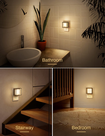 LED Night Light, DORESshop Night Lights Plug Into Wall [2 Pack] with Dusk-to-Dawn Sensor, Dimmable Nightlights, Adjustable Brightness for Bathroom, Hallway, Bedroom,Kids Room,Stairway,Soft White 3000K