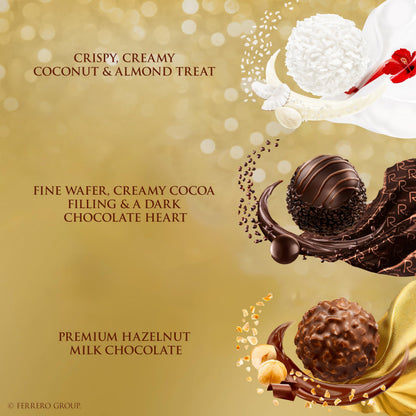 Ferrero Rocher, 16 Count, Premium Gourmet Assorted Hazelnut Milk Chocolate, Dark Chocolate and Coconut Chocolates, Chocolate Gift Box, 6.1 oz