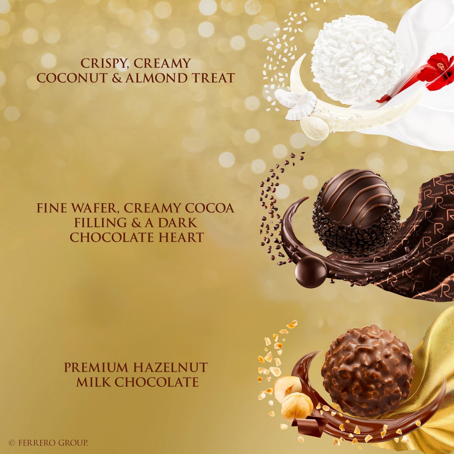Ferrero Rocher, 48 Count, Premium Gourmet Assorted Hazelnut Milk Chocolate, Dark Chocolate and Coconut Chocolates, Chocolate Gift Box, 18.2 oz
