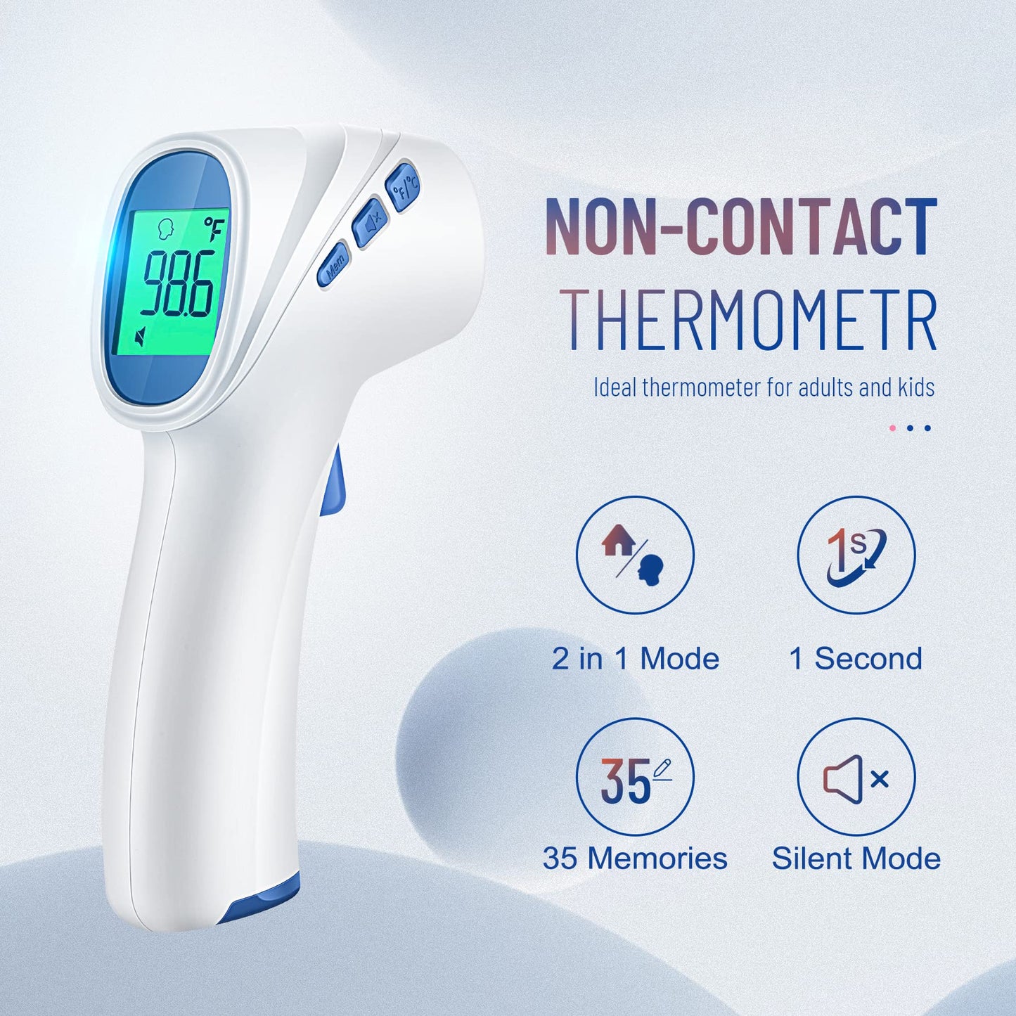 Forehead Thermometer for Adults and Kids, Digital Baby Thermometer with Fever Alarm, Fast Accurate Results, Home Medical & Nurse Essentials