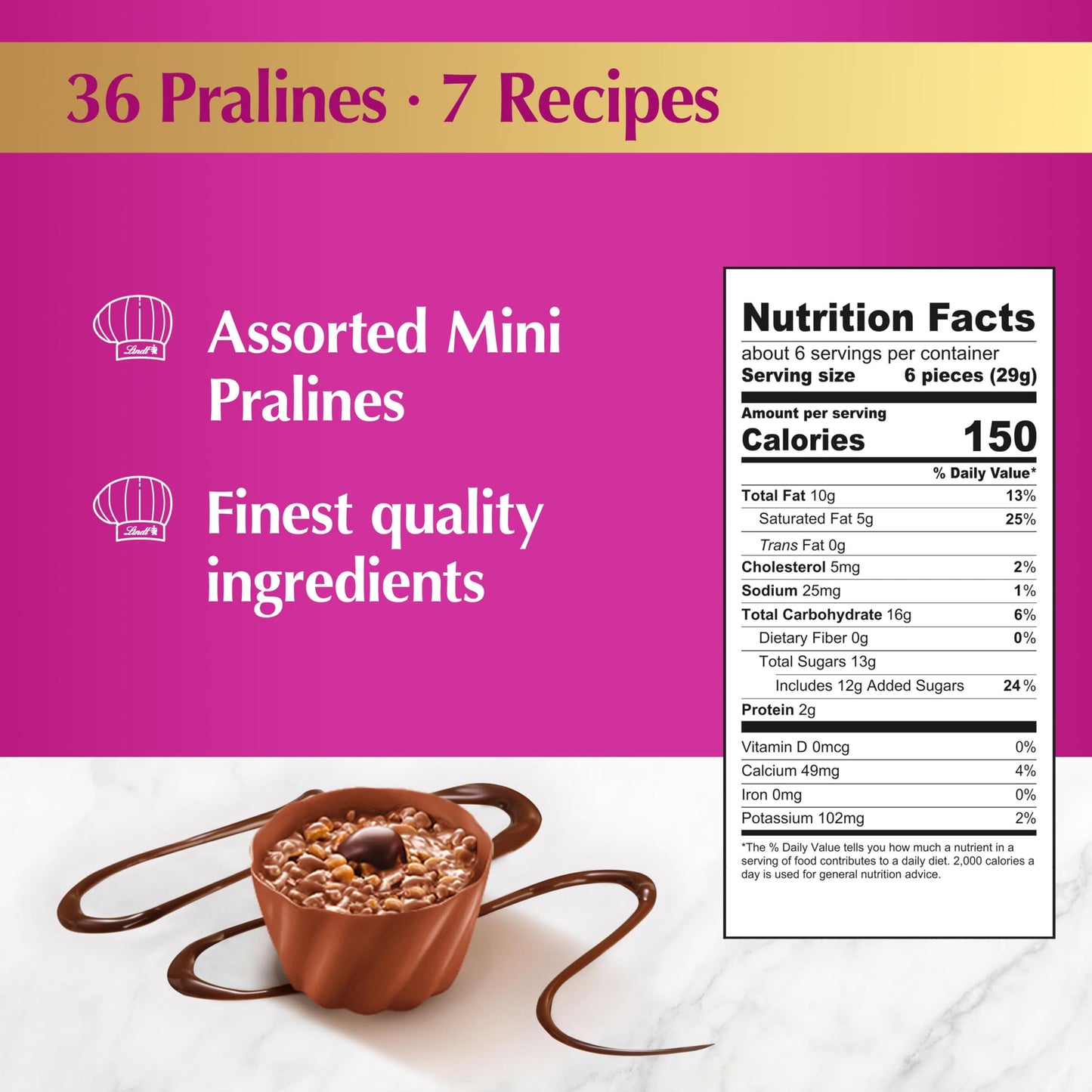 Lindt Mini Pralines, Assorted Chocolate Pralines with Premium Filling, Easter Chocolate Candy, 6.2 oz Gift Box