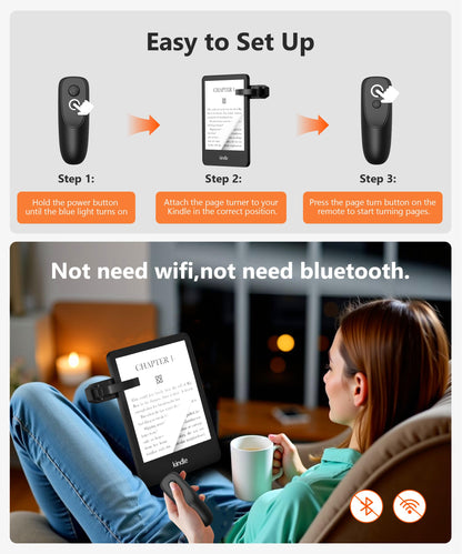 Fuloview Remote Control Page Turner for Kindle Paperwhite Kobo eReaders, Page Turner Clicker with Wireless Remote Compatible with iPad, Tablets, Cellphones