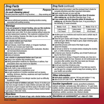 Amazon Basic Care Nicotine Polacrilex Coated Gum 4 mg (nicotine), Cinnamon Flavor, Stop Smoking Aid, 160 Count