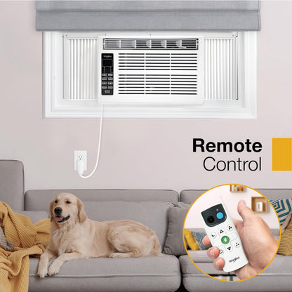 Whirlpool WHAW061CW 6,000 BTU Air Conditioner with Dehumidifier, 115V, Window AC 250 Sq. Ft, Living Room, Bedroom, or Kitchen, with Remote Control, Digital Display, and 24H-Timer, Bright White