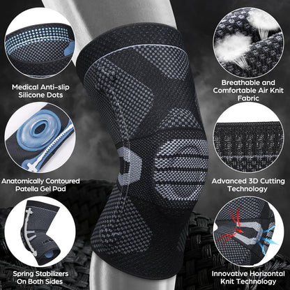 NEENCA Professional Knee Brace for Pain Relief, Medical Knee Compression Sleeve, Knee Support with Horizontal Knit Tech for Meniscus Tear, ACL, Arthritis, Joint Pain, Runner, Workout