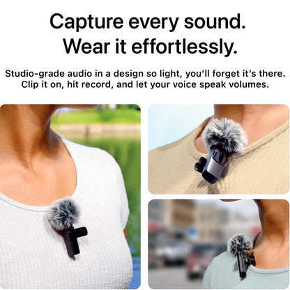 Mini Mic Pro (Latest Model - Wireless Microphone for iPhone, iPad, Android, Lavalier Microphone for Video Recording - iPhone Mic Crystal Clear Recording with USB-C (with Charging Case)