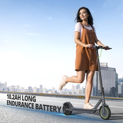 Roinside Electric Scooter for Adults - 8.5" Solid Tires, 350W Motor, Up to 19 MPH and 12 Miles Long-Range Commuting Folding E-Scooter with Dual Braking System and Smart App