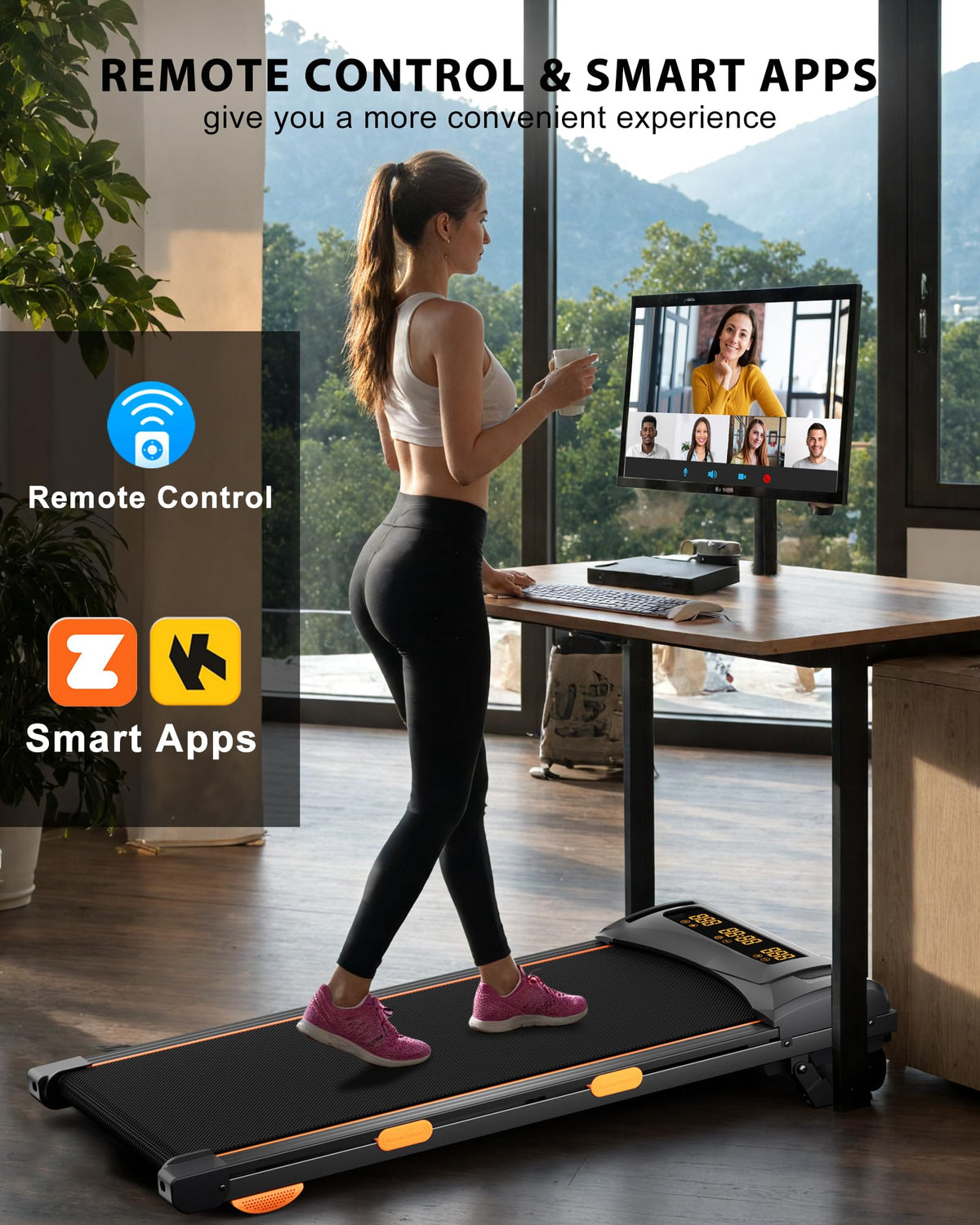 EVKRUN 4.0/7.8MPH Walking Pad Treadmill with Folding Slope, Larger Screen Display Under Desk Treadmill 300 lb Capacity, Portable Treadmills for Small Spaces, Home