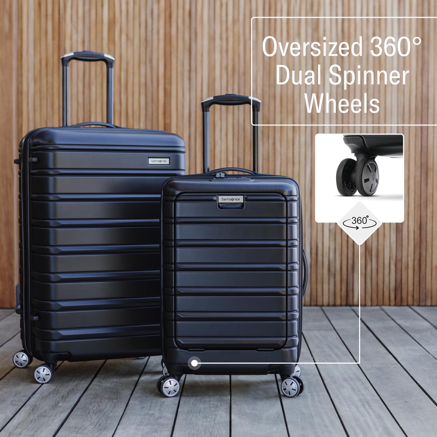 Samsonite Omni 2 Hardside Expandable Luggage with Duel Spinner Wheels, Midnight Black, 3-Piece Set (CO/MED/LG)