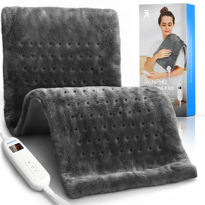 Fathers Day Dad Gifts, RENPHO Heating Pad for Back Pain Relief & Period Cramps, FSA HSA Eligible, 12" x24‘’ Electric Heat Pad for Neck and Shoulder, Birthday Gifts for Men, ETL Certified (Gray)