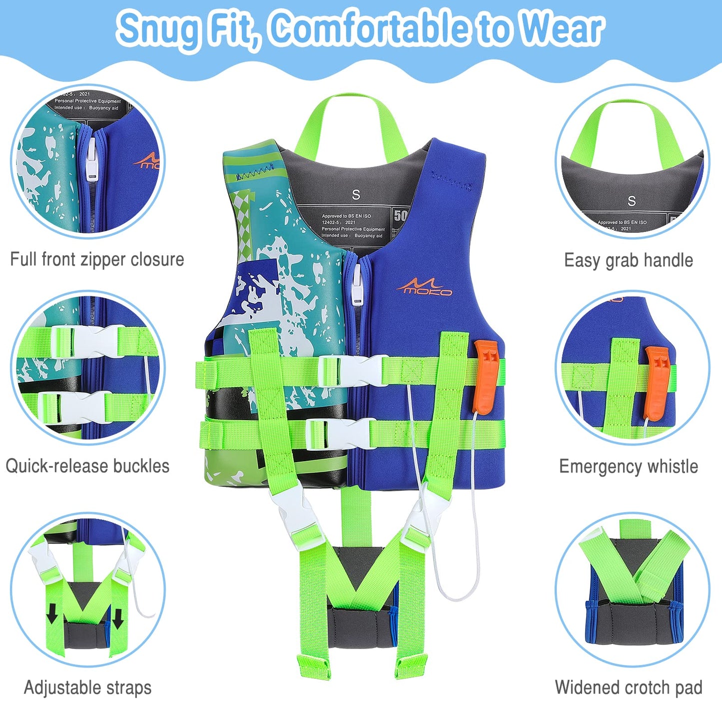 MoKo Swimming Vest for Kids 17.6-77 lbs, Clearance Children Swim Vests Water Activity Equipment Cute Pattern Watersports Swimming Device for Toddlers Boys Girls, S/M/L Size
