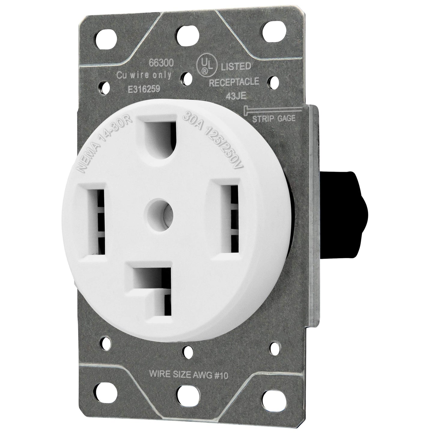 ENERLITES 30 Amp Dryer Receptacle Outlet, NEMA 14-30R | Residential Commercial Industrial Grade, Outdoor/Indoor, 3-Pole, 4 Wire, (10,8,6,4) AWG, | 125/250V, 66300-W, White (Pack of 2)
