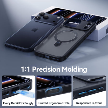 CASEKOO [Instant Black] for iPhone 17 Pro Case with Magnetic Ring Stand [Military Drop Protection] [Fit for MagSafe] Shockproof Translucent Matte Slim Phone Cover for iPhone 17 Pro Case 6.3 Inch