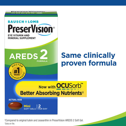 PreserVision AREDS 2 Eye Vitamin & Mineral Supplement, Contains Lutein, Vitamin C, Zeaxanthin, Zinc & Vitamin E, 120 Softgels (Packaging May Vary)