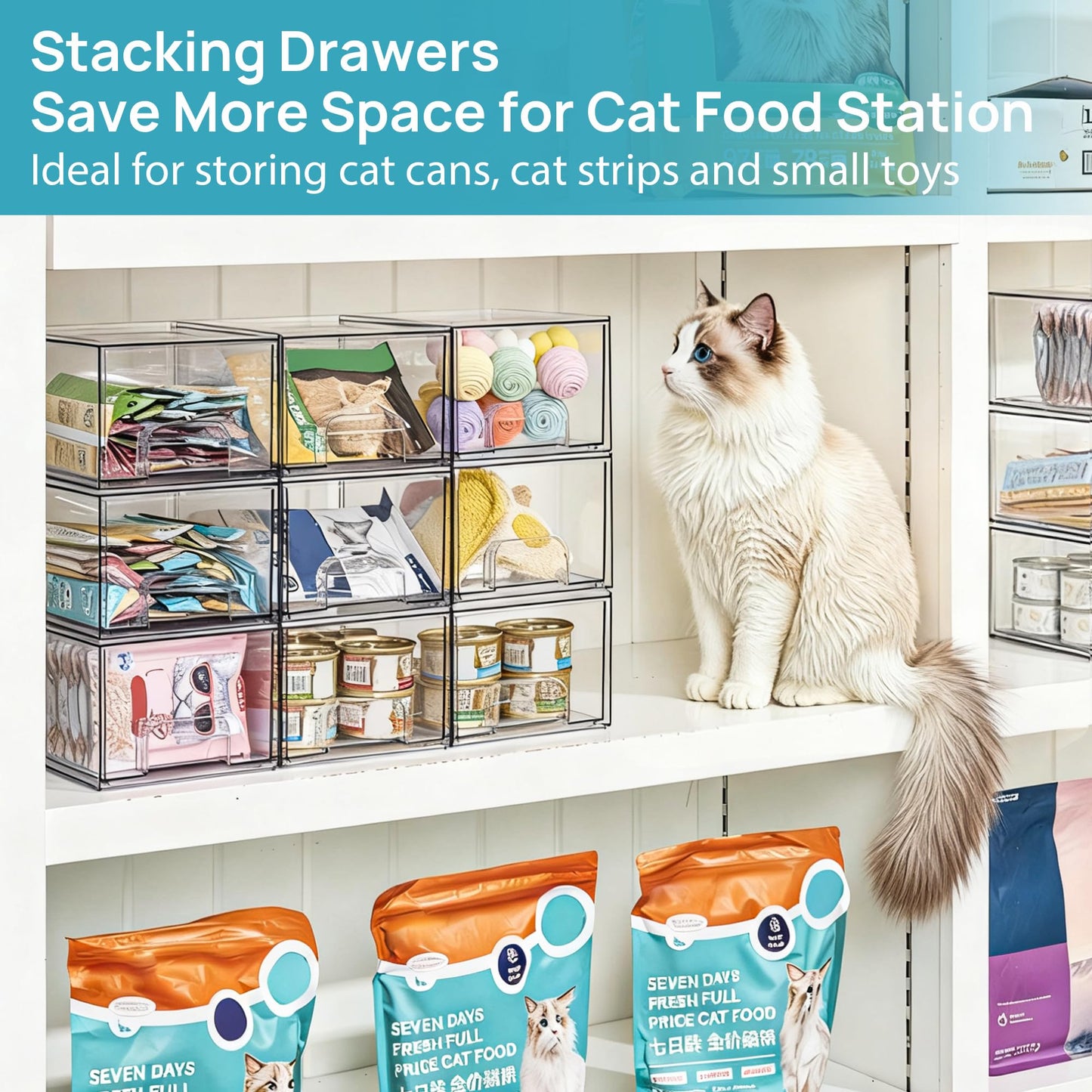 Vtopmart 2 Pack Small Clear Stackable Storage Drawers,Acrylic Bathroom Makeup Organizer,Plastic Storage Bins For Vanity, Undersink, Kitchen Cabinets, Pantry, Home Organization