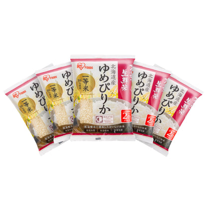 IRIS Sushi Rice, Japanese White Sticky Rice, Premium Short Grain White Rice Yumepirika, Dried Uncooked Rice, Gluten Free, Vegan, Low Fat, Product of Japan, 3.3 lb (5-Pack, 300g)