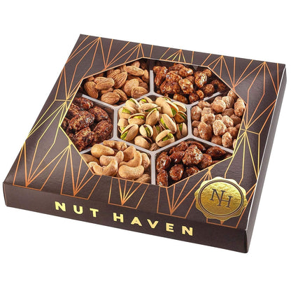 Holiday Christmas Nuts Gift Basket - Assortment of Sweet & Roasted Salted Gourmet Nuts - Assorted Food Gift Box for Christmas, Holiday, Family, Sympathy, Men & Women.
