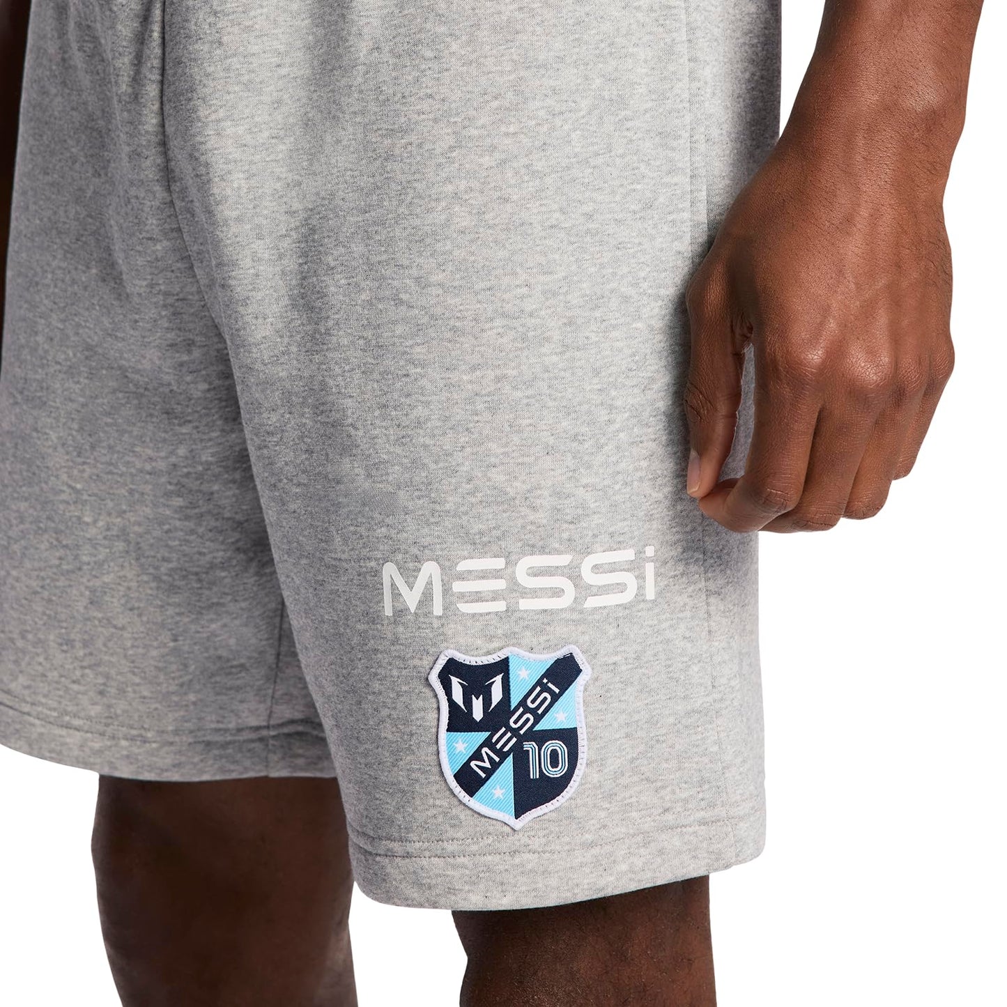 Messi Men's Lifestyle Fleece, Jogger Shorts with Drawstring Closure, Comfortable Fit, Heather Grey