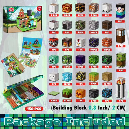 GraceDuck 150 PCS Magnetic Blocks - Magnetic Building Block with 6 Baseplate, Stacking Magnets for Kids, Sensory Toy for Toddlers STEM Learning, Birthday Gifts for 3+ Years Old Boys Girls