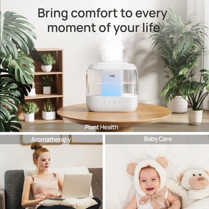 Dreo Humidifiers for Bedroom, 4L Top Fill for Large Room, 36H Runtime, 28 dB Quiet Supersized Cool Mist Air Humidifier for Baby Nursery, Plants, Indoor, Night Light, Easy to Clean & Fill