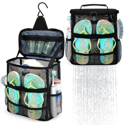 Dorm Room Essentials for Guys Girls Boys, Quick Dry Mesh Shower Caddy Portable, Large Capacity Shower Bag with Hanging Hook, Bathroom, Gym, Swimming, Travel, Beach, Camping, College Student Essentials