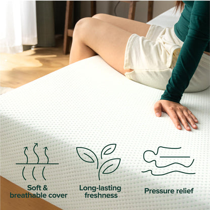 Zinus 6 Inch Full Green Tea Memory Foam Mattress [New Version], Fiberglass Free, Medium Firm Feel, Zoned Pressure Relief, Certified Safe Foams & Fabric, Mattress in A Box