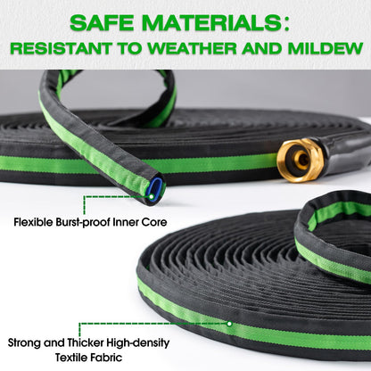 HODUP 100FT Lightweight Super Flexible Garden Hose - Kink-Free, Non-Expanding, Easy Storage for Yard Lawn Outdoor Use (Black-Green)
