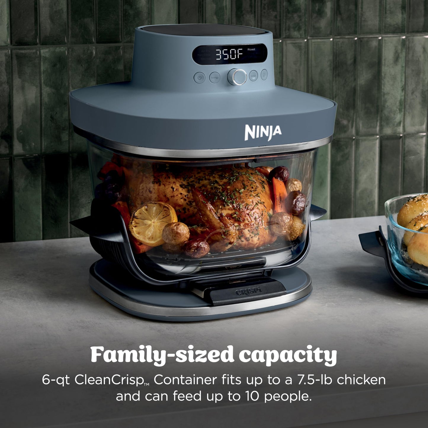 Ninja Crispi Pro 6-in-1 Glass Air Fryer | 450°F, Nontoxic, 6qt & 2.5qt Containers & Lids | Microwave, Freezer, Dishwasher Safe | Max Crisp, Air Fry, Bake, Roast, Recrisp, Dehydrate |Cyberspace AS101CY