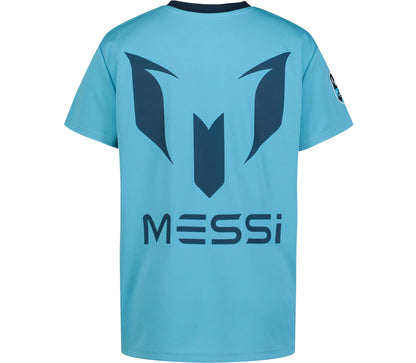 Messi Boys' Lifestyle Short Sleeve Top, Standard Shirt with Logo, Comfortable Fit, AIR Blue, 6