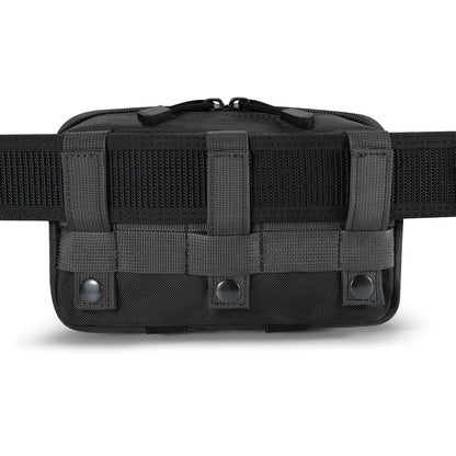 FRTKK Tactical Molle Admin Pouch Utility Laser Cut EDC Tool Pouch Bag Horizontal Modular Pouches Include US Flag Patch and Keychain (Black)