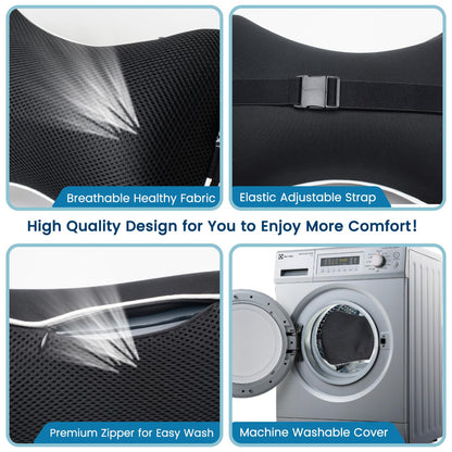 Keemall Inflatable Car Neck Pillow - 2 Pack Soft Headrest Car Pillow for Driving Seat with Adjustable Strap, Comfortable Ergonomic Design Neck Support and Breathable Washable Cover