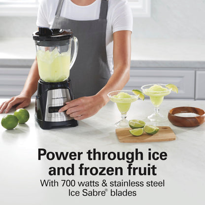 Hamilton Beach Power Elite Wave Action Blender For Shakes and Smoothies, 40 Oz Glass Jar, 12 Functions Including Puree, Crush Ice, Black, 700 Watts, Black (58148A)