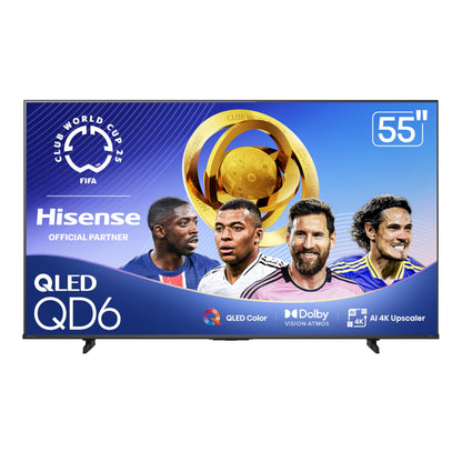 Hisense 55" Class QD6 Series (55QD6QF, 2025 Model) QLED 4K UHD Smart Fire TV, Voice Remote with Alexa, Dolby Vision, Dolby Atmos, Motion Rate 120, HDR 10+, Game Mode Plus, MEMC, VRR, ALLM