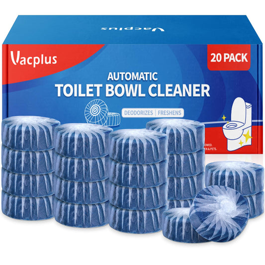 Vacplus Toilet Bowl Cleaners - 20 Pack Long-Lasting Toilet Cleaner Tablets, Prevent Stains & Deodorize, Blue