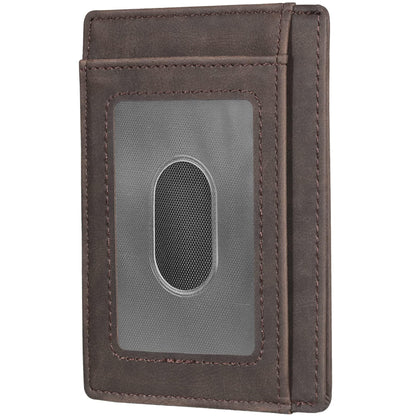 Travelambo Front Pocket Minimalist Leather Slim Wallet RFID Blocking Medium Size(02 CH Coffee