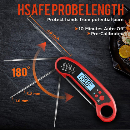 Meat Thermometer Digital, Instant Read Meat Thermometer for Grill and Cooking, Waterproof Food Thermometer for Kitchen and Outside, BBQ, Turkey, Candy, Liquids, Beef