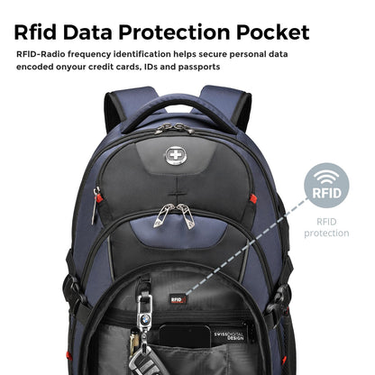 Swissdigital Design Travel Backpack for Men, 31L Business Anti Theft Laptops Backpack with USB Charging Port, College Backpack Airline Approved Fits 15.6 inches Laptops, School Bookbag for Men SD803