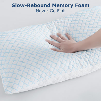mislili Cooling Pillows King Size Set of 2, Adjustable Firm Shredded Memory Foam King Pillow, King Size Pillows for Stomach Back Side Sleepers, Washable Cover, with Extra Fill