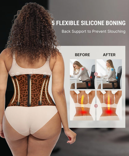 FeelinGirl Workout Waist Trainer Underbust Corsets Cincher Belt Hourglass Corset Body Shaper for Women Brown L