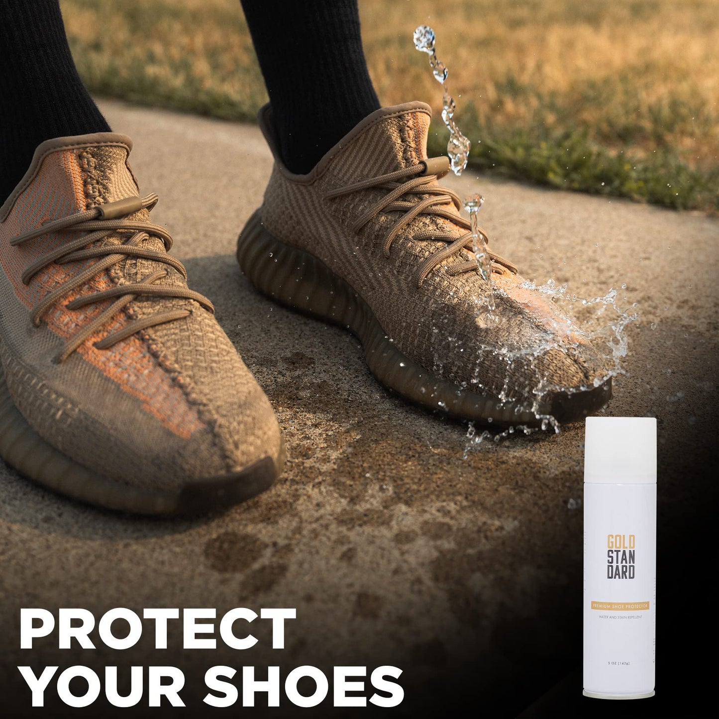 Gold Standard Premium Water-Repellent Shoe Protector Spray – 5 Oz. Suede Shoe Protector Spray Waterproof Formula Repels Water and Stains - Leather, Nubuck, Suede, Canvas, White Sneaker Protector Spray