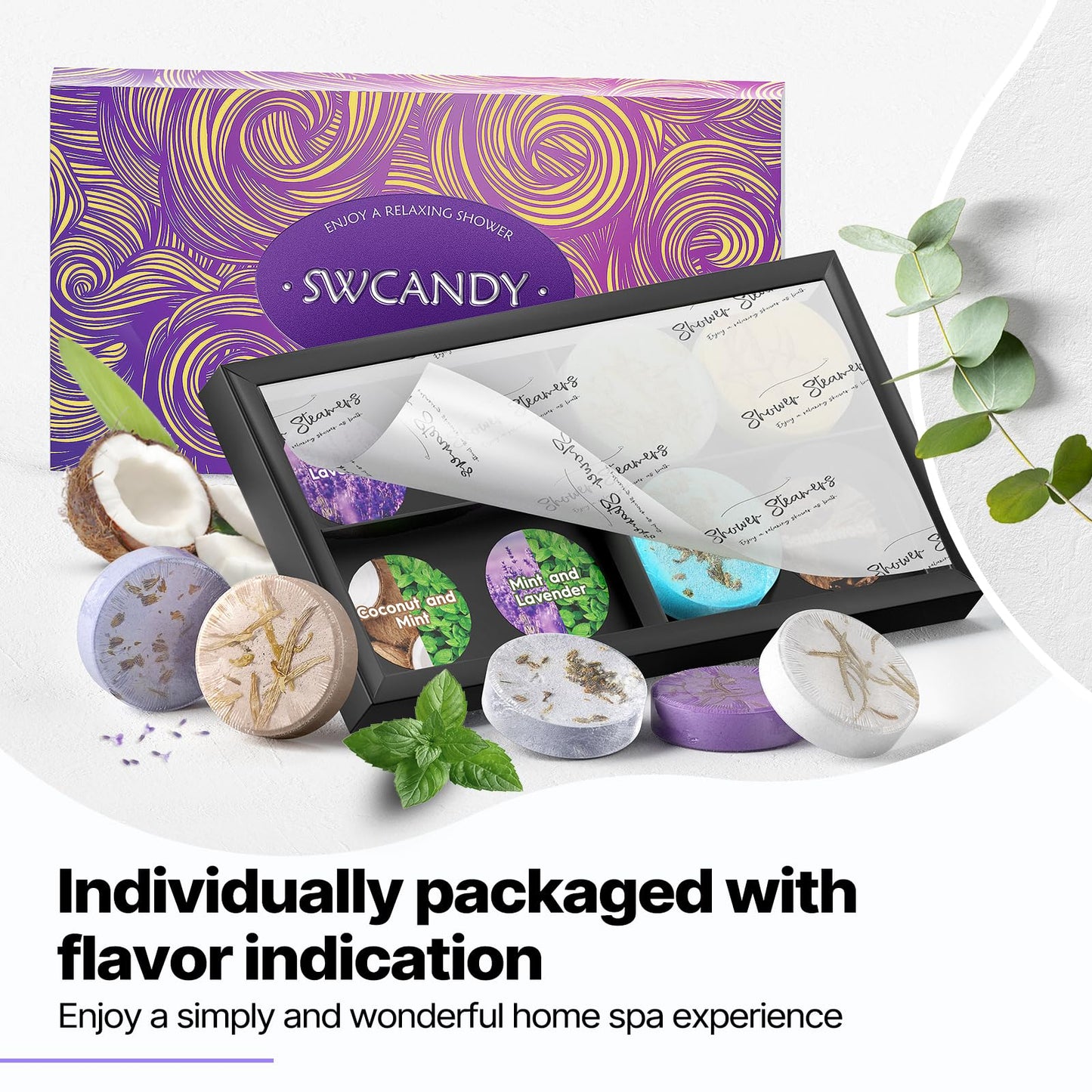 Shower Steamers Aromatherapy Birthday Gifts for Women - SWCANDY 8 Pcs Mothers Day Gifts for Mom Grandma Wife Her Men Teen Adults Bath Bombs Self Care with Natural Essential Oils Relaxation Home SPA