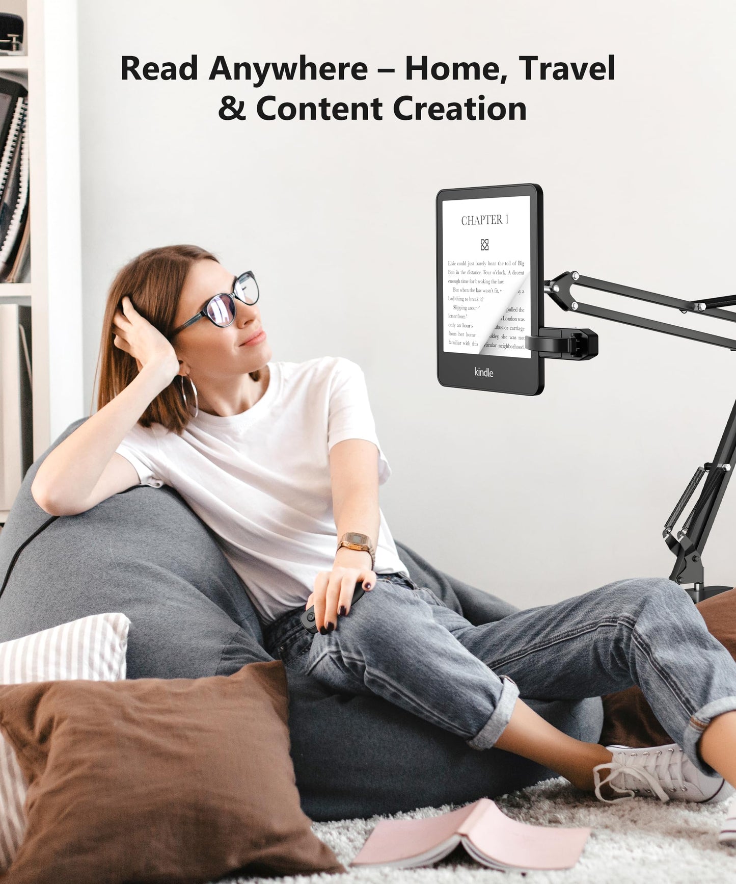 Fuloview Remote Control Page Turner for Kindle Paperwhite Kobo eReaders, Page Turner Clicker with Wireless Remote Compatible with iPad, Tablets, Cellphones