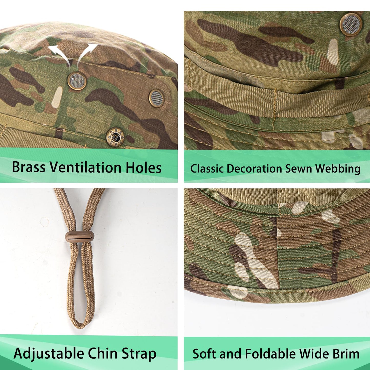 Rosoz Sun Hats for Men Women Boonie Hat UPF 50+ Bucket Hat Wide Brim UV Protection Fishing Hiking Safari Outdoor Hats
