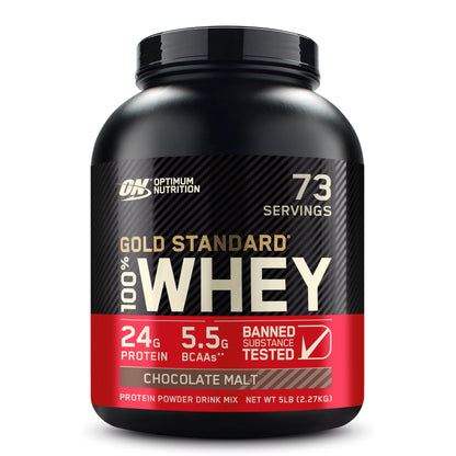 Optimum Nutrition Gold Standard 100% Whey Protein Powder, Chocolate Malt, 5 Pound (Packaging May Vary)