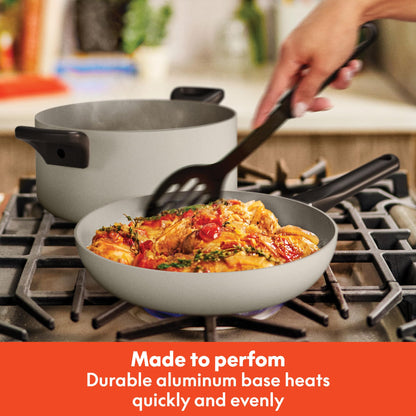 bella 21 Piece Kitchen Set with EverGood™ Ceramic Nonstick Coating, Dishwasher & Oven Safe, All Stovetops Compatible, Tempered Glass Lids & Cool Touch Handles, Oatmilk
